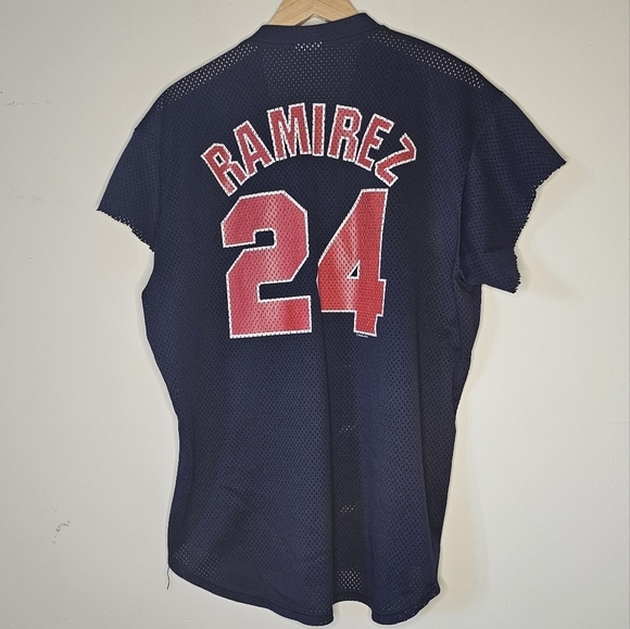 Vintage 1995 Manny Ramirez Indians Mesh Pullover Jersey Size XL Made in USA - Picture 9 of 9